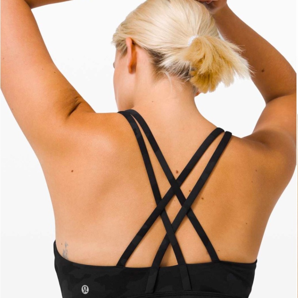 lululemon athletica Black Camo Strappy Sports Bra